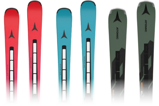 Platin-Ski, drei Modelle nebeneinander
